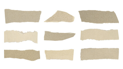 Recycled paper craft brown on a white background. Brown paper torn or ripped pieces of paper...