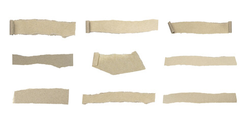 Recycled paper craft brown on a white background. Brown paper torn or ripped pieces of paper...