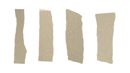 Recycled paper craft brown on a white background. Brown paper torn or ripped pieces of paper isolated clipping path