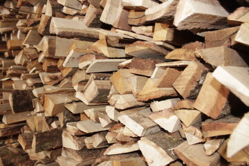 Texture of cut pieces of wood to use in fireplace