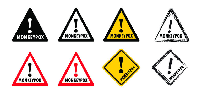 Cartoon monkey virus or monkeypox diagnoses. The virus belongs to the genus Orthopoxvirus in the family Poxviridae. infectious disease. Ape face. Vector monkey pox symbol or icon. Signboard