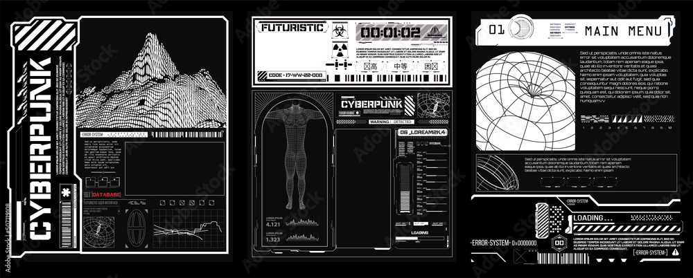 Leinwandbilder cyberpunk retro futuristic posters abstract cosmic shapes. collection of modern abstract posters in 