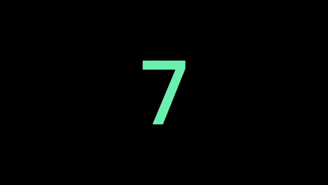 Countdown animation starts number 10 up to 1 black background.  The video is 11 seconds long.  720 High Definition Resolution.