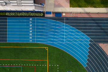 Track and field start from a drone view