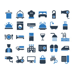 Hotel And Hotel Services Icons Set Sign Symbol Vector