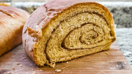 loaf of bread on wooden table