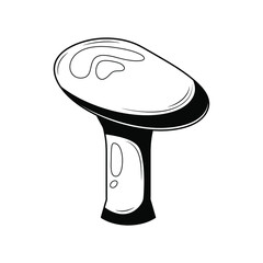 Abstract Black Simple Line Mushroom With Leaf Doodle Outline Element Vector Design Style Sketch Isolated On White Background Illustration Nature Food