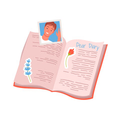 Daily diary personal notebook. Recording thoughts and feelings, taking private life notes, journal with reflections, beautiful and important moments records vector illustration