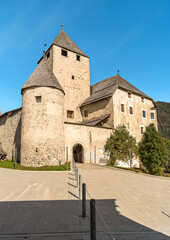 Fototapeta na wymiar View of Castel Tor in San Martino in Badia in Val Badia, province of Bolzano, South Tyrol, Italy