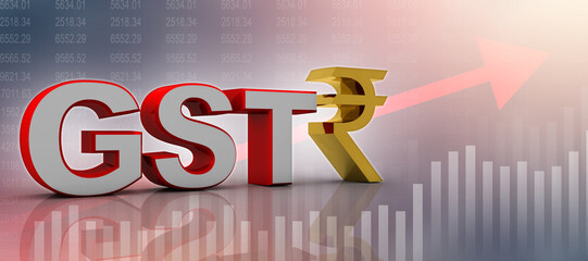 3d rendering GST Tax India with rupee sign
