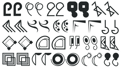 Abstract Set Collection Black Quotemarks Speech Punctuation Excerpt Remarks Icons Vector Design Style