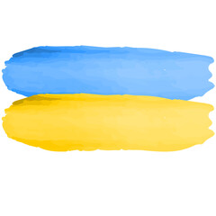 Flag of Ukraine on an isolated white background. Brush painted grunge flag of country. Independence day of Ukraine.