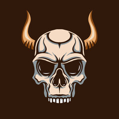 skull with horns illustration