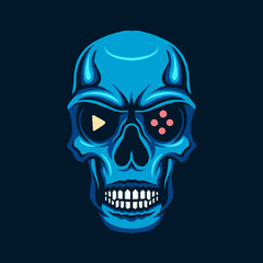 skull with game button illustration
