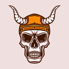 skull helmet viking illustration