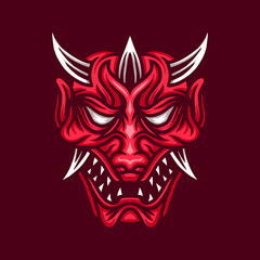 red demon mask illustration