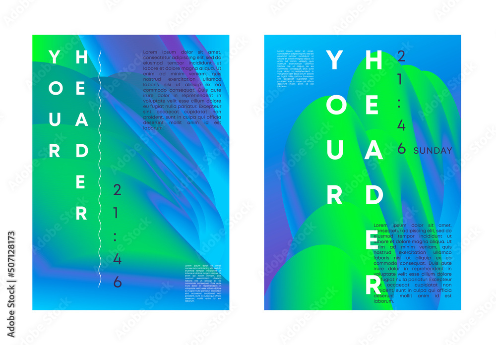 Wall mural vector illustration of abstract vertical posters template with 3d gradient lines for your events