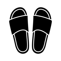 Flip flops icon. Summer beach slippers. Black silhouette. Top view in front. Vector simple flat graphic illustration. Isolated object on a white background. Isolate.