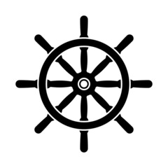 Ship steering wheel icon. Black silhouette. Front side view. Vector simple flat graphic illustration. Isolated object on a white background. Isolate.