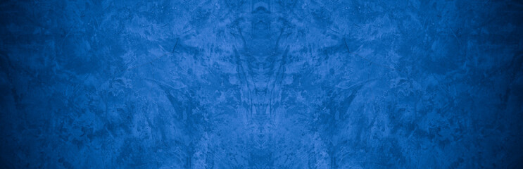 Old wall pattern texture cement blue dark abstract  blue color design are light with black gradient background.