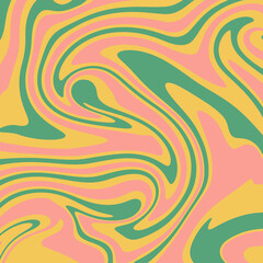 Hand drawn colorful retro style groovy psychedelic background
