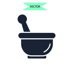 mortar and pestle icons  symbol vector elements for infographic web