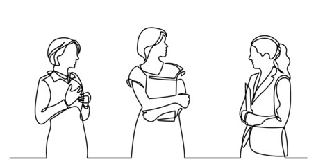 continuous line drawing of business people talking