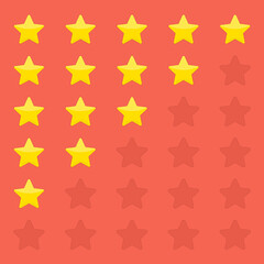 Review rating bubble with gold stars rate. Customer feedback concept. Template of reviews stars rate. Rank or level of satisfaction rating. Vector illustration in flat style. EPS 10.