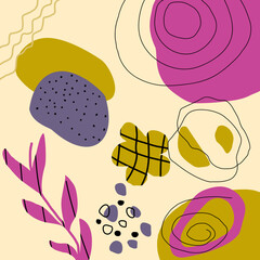 Beautiful bright and colorful abstract poster. Vector stock illustration. Yellow background.