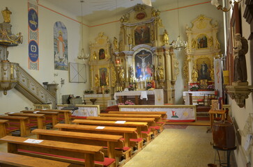 Nawa główna. Kościół św. Katarzyny Aleksandryjskiej w Lubominie. Polska - Mazury - Warmia.