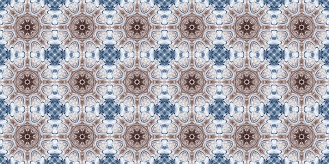 Dark indigo blu bandanna style tie dye border pattern. Seamless vintage ethnic silk home decor edging ribbon design. Masculine tape band. For modern vintage scarf and fashion decoration.