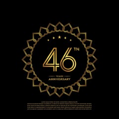 Fototapeta premium 46 years anniversary celebration logotype with gold color, for booklet, leaflet, magazine, brochure poster, banner, web, invitation or greeting card. Vector illustrations.