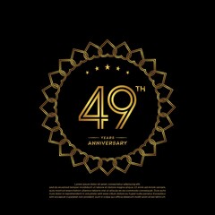 49 years anniversary celebration logotype with gold color, for booklet, leaflet, magazine, brochure poster, banner, web, invitation or greeting card. Vector illustrations.
