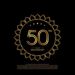 50 years anniversary celebration logotype with gold color, for booklet, leaflet, magazine, brochure poster, banner, web, invitation or greeting card. Vector illustrations.