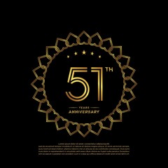51 years anniversary celebration logotype with gold color, for booklet, leaflet, magazine, brochure poster, banner, web, invitation or greeting card. Vector illustrations.