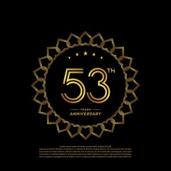 Fototapeta premium 53 years anniversary celebration logotype with gold color, for booklet, leaflet, magazine, brochure poster, banner, web, invitation or greeting card. Vector illustrations.