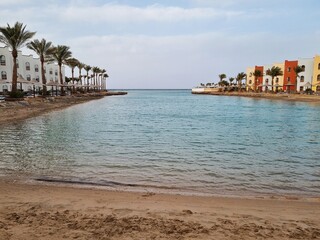 Beach at Arabia Azur Resort, in Hurghada, Egypt.