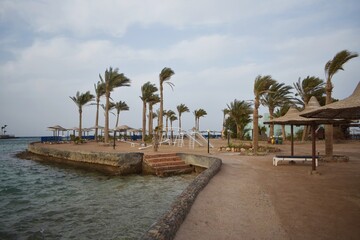 Beach at Arabia Azur Resort, in Hurghada, Egypt.