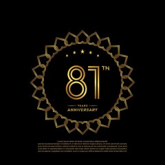 81 years anniversary celebration logotype with gold color, for booklet, leaflet, magazine, brochure poster, banner, web, invitation or greeting card. Vector illustrations.