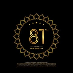 Fototapeta premium 81 years anniversary celebration logotype with gold color, for booklet, leaflet, magazine, brochure poster, banner, web, invitation or greeting card. Vector illustrations.