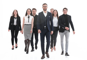 Business team walking forward - leadership and teamwork concepts