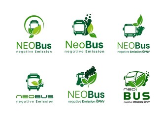Fototapeta premium negative emission bus logo design for your company. ecological transportation logo