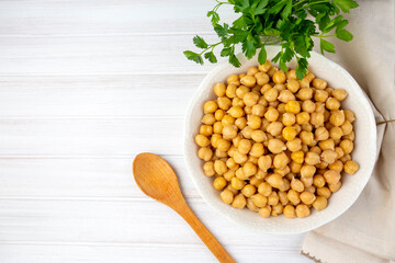 Boiled chickpea on the white background
