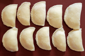 Dumplings on a kitchen board