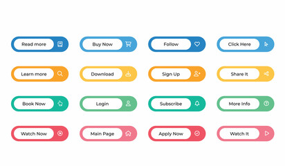Web design elements, buttons for using in web