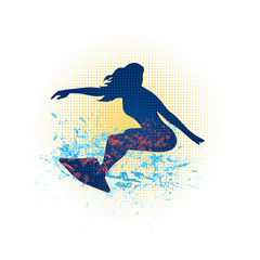 surfer illustration in grunge style