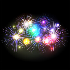 Fototapeta premium salute flashes on dark background vector illustration