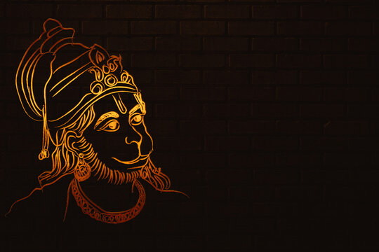 Outline of God Hanuman in Black Background Stock Illustration   Illustration of brand background 223921880