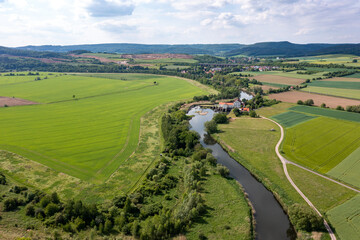 Fototapeta na wymiar The Werra Valley between Hesse and Thuringia at Herleshausen 