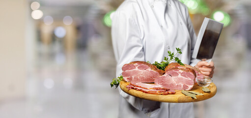 The concept of cooking cold smoked ham.